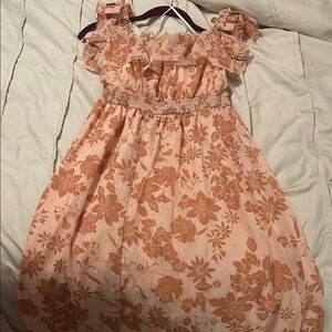 Lulu Women’s Peach Floral Ruffle Sundress